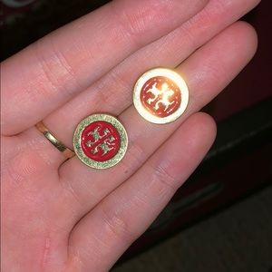 Tory Burch Red and Gold Studs